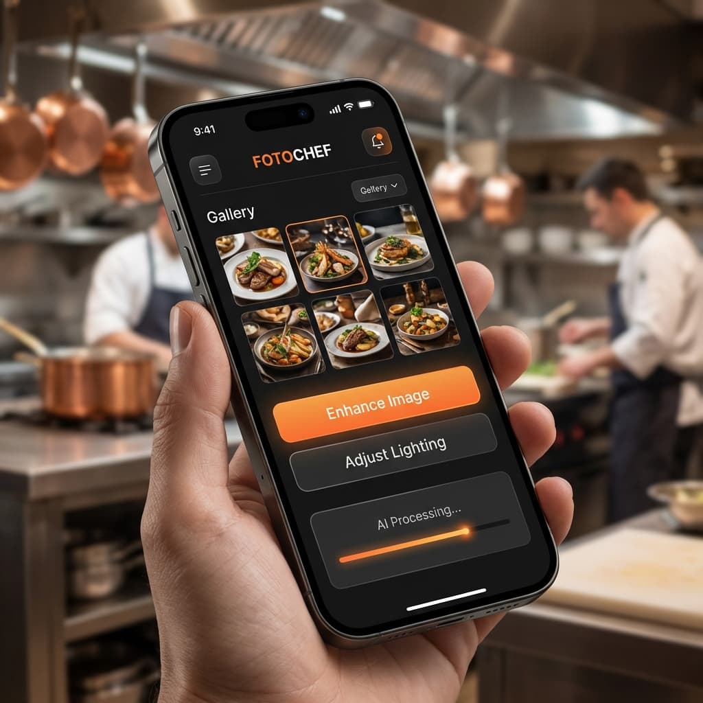 Interface Mobile do Kamini - App de Fotos de Comida